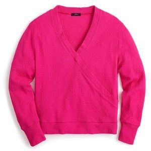 J.CREW Pink Textured Crepe Faux Wrap Top